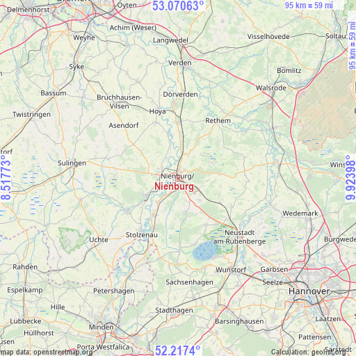 Nienburg on map