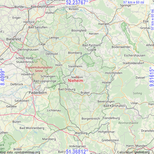 Nieheim on map