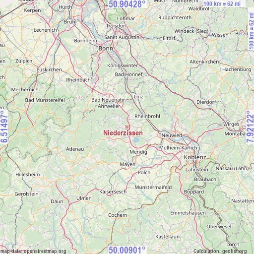 Niederzissen on map