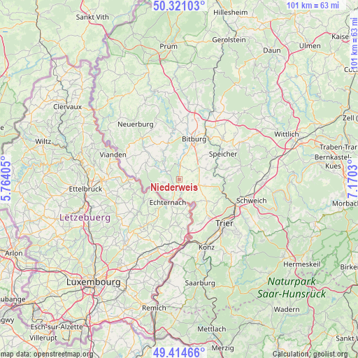 Niederweis on map