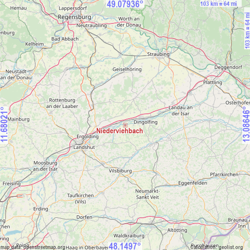 Niederviehbach on map