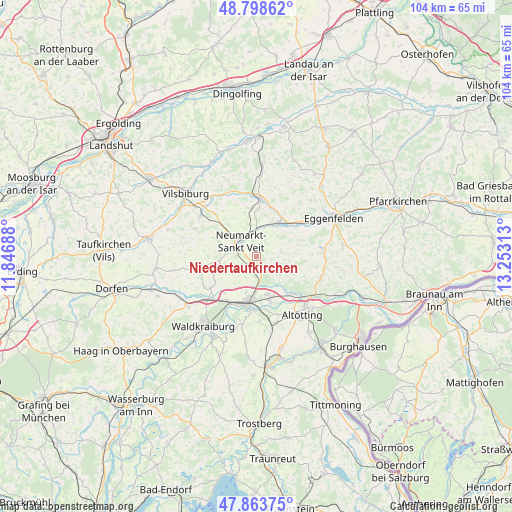 Niedertaufkirchen on map