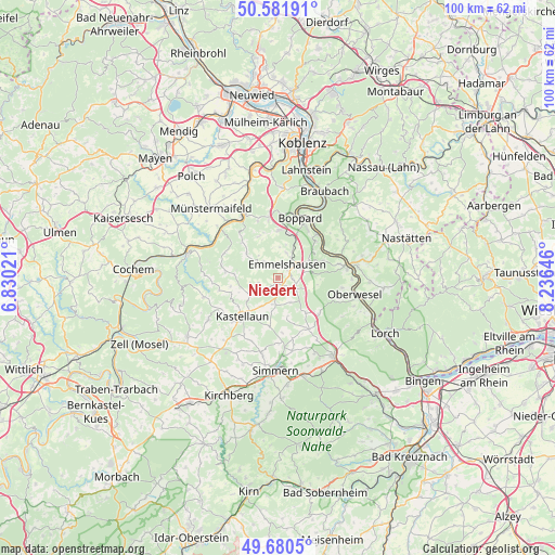 Niedert on map
