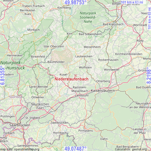 Niederstaufenbach on map
