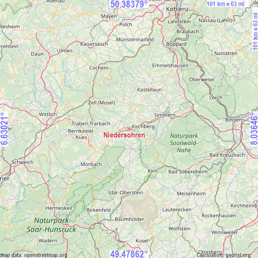 Niedersohren on map