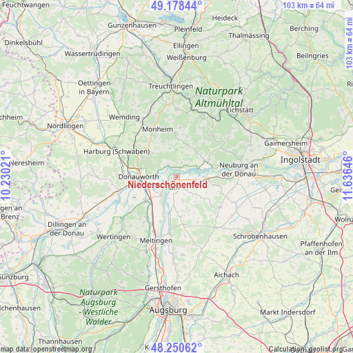 Niederschönenfeld on map