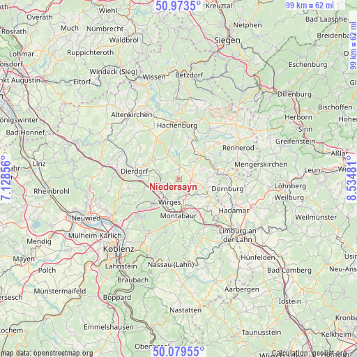 Niedersayn on map