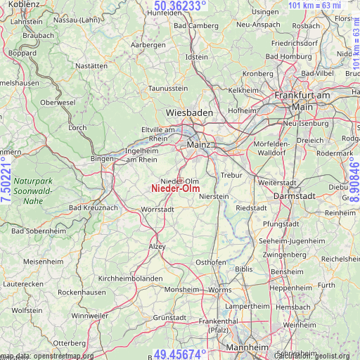 Nieder-Olm on map
