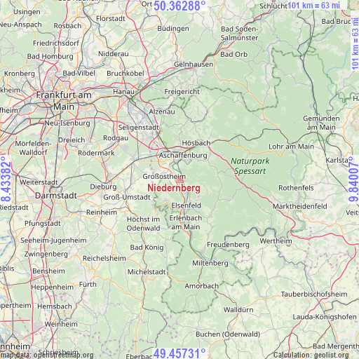 Niedernberg on map