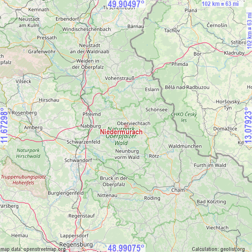 Niedermurach on map