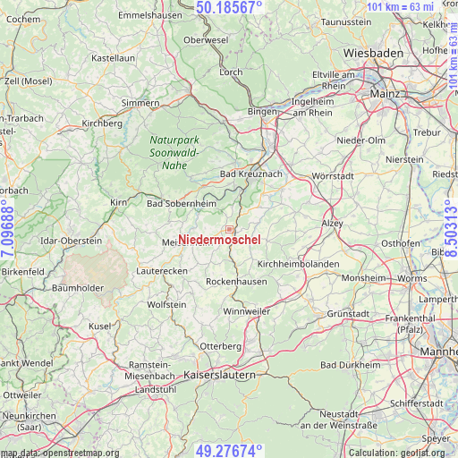 Niedermoschel on map