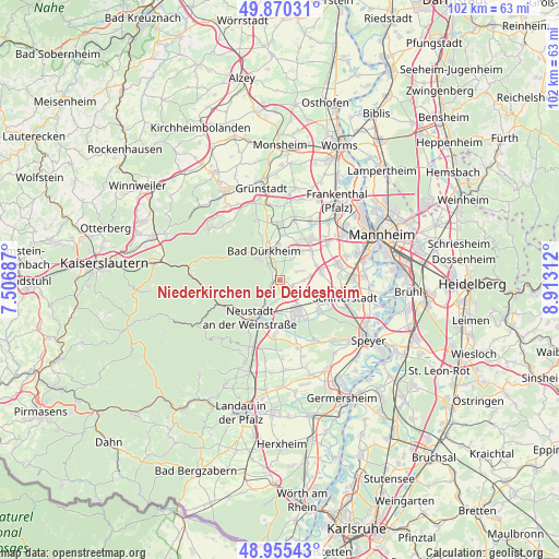 Niederkirchen bei Deidesheim on map