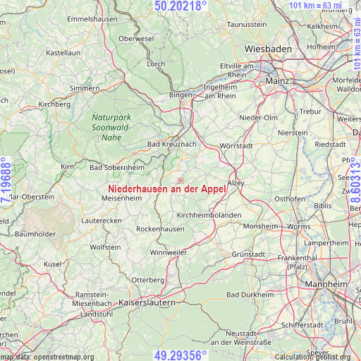 Niederhausen an der Appel on map