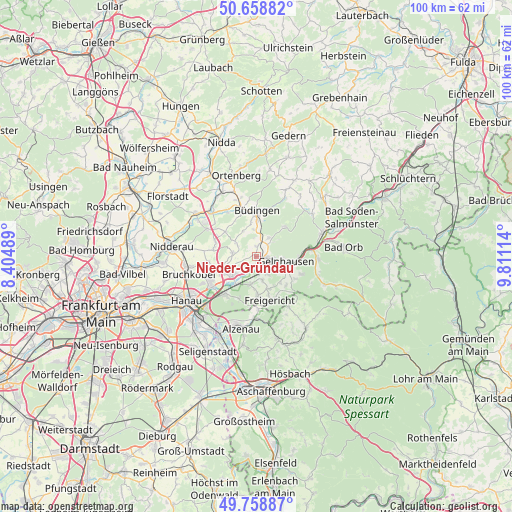 Nieder-Gründau on map