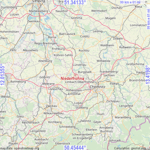 Niederfrohna on map