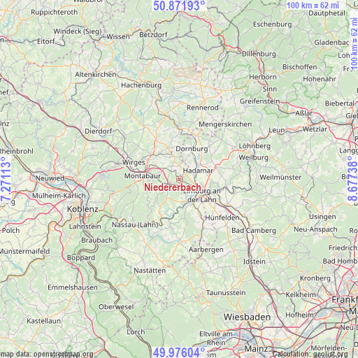 Niedererbach on map