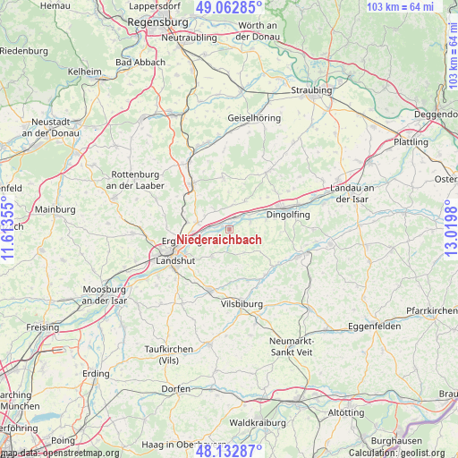 Niederaichbach on map