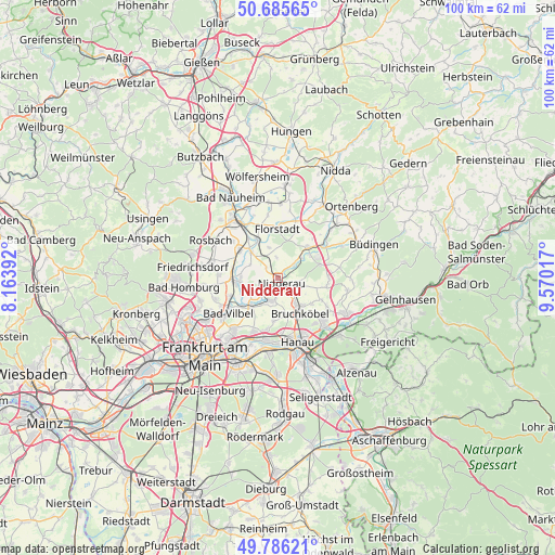 Nidderau on map