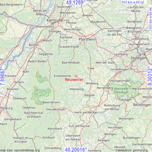Neuweiler on map