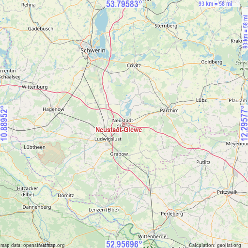 Neustadt-Glewe on map