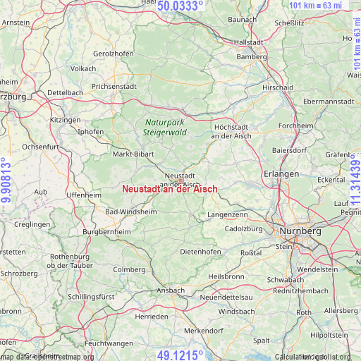 Neustadt an der Aisch on map