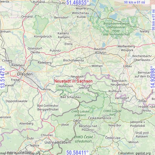 Neustadt in Sachsen on map