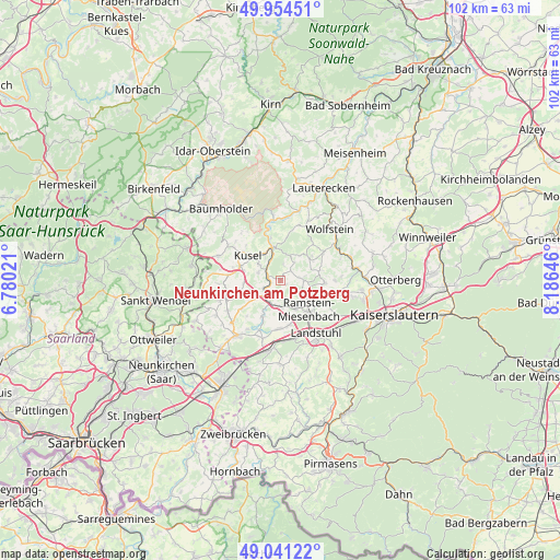 Neunkirchen am Potzberg on map