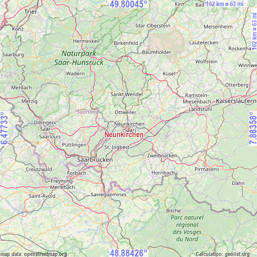 Neunkirchen on map