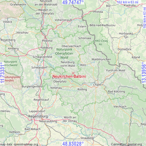 Neukirchen-Balbini on map