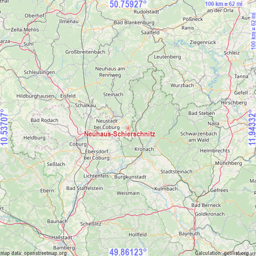 Neuhaus-Schierschnitz on map