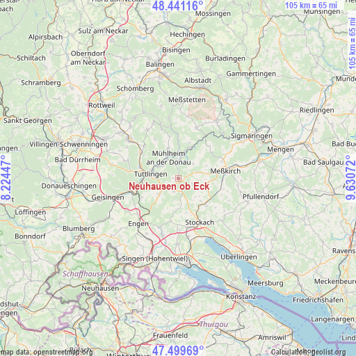 Neuhausen ob Eck on map