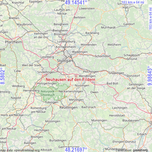 Neuhausen auf den Fildern on map