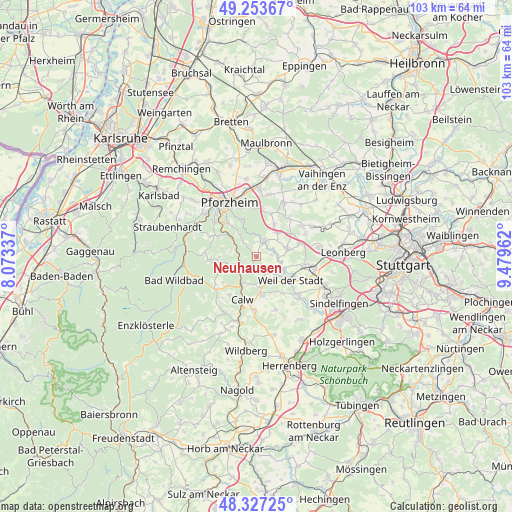 Neuhausen on map