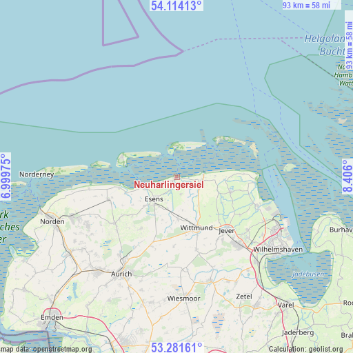 Neuharlingersiel on map