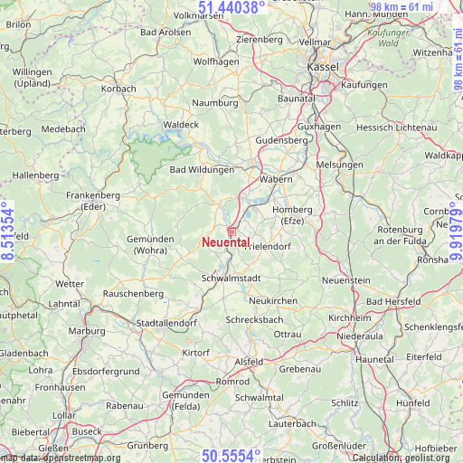 Neuental on map