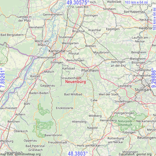 Neuenbürg on map