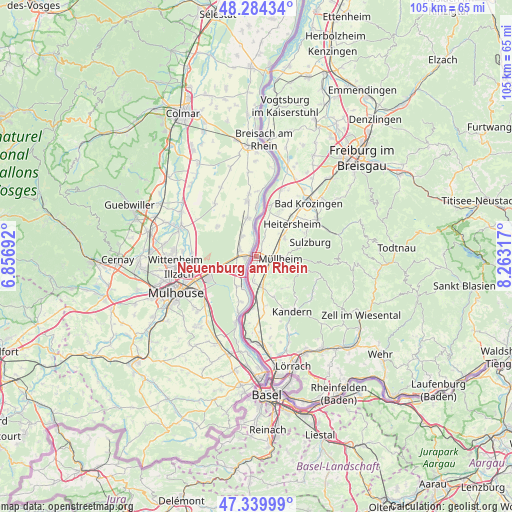 Neuenburg am Rhein on map
