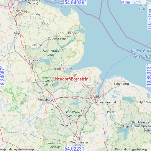 Neudorf-Bornstein on map