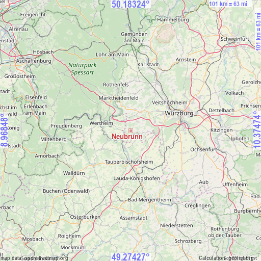 Neubrunn on map