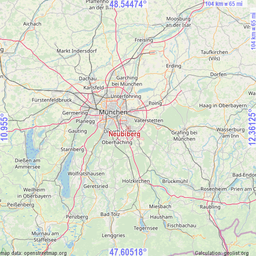 Neubiberg on map
