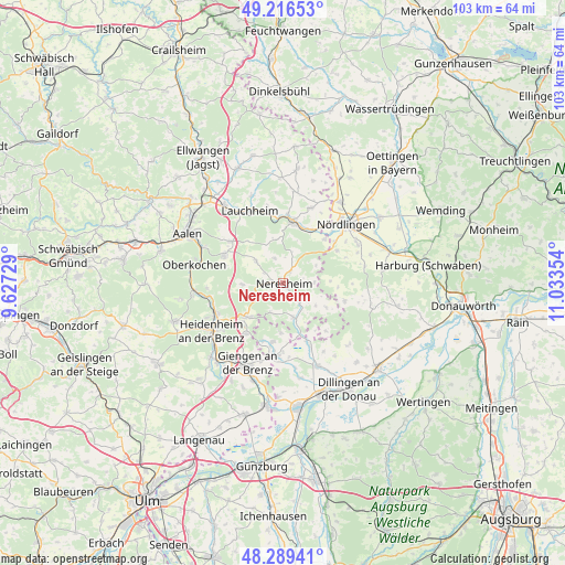 Neresheim on map