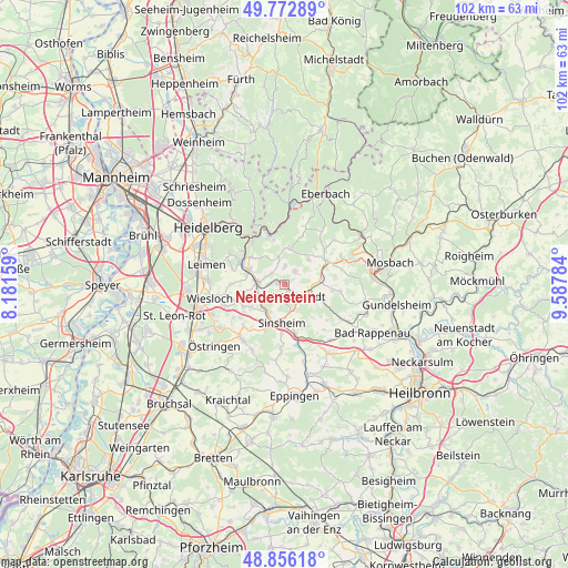 Neidenstein on map
