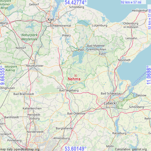 Nehms on map