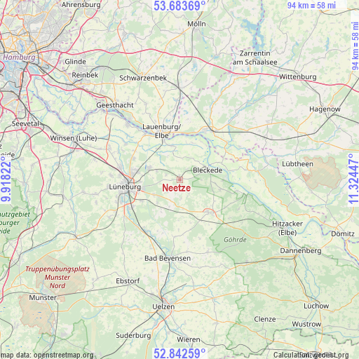 Neetze on map