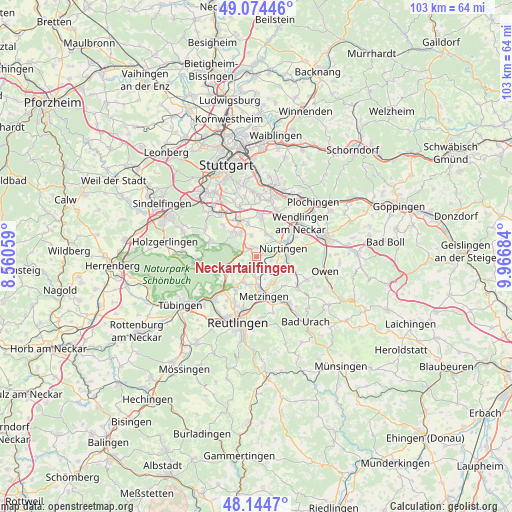 Neckartailfingen on map