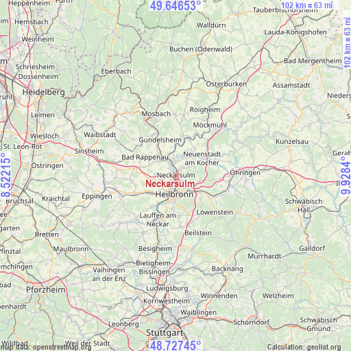 Neckarsulm on map