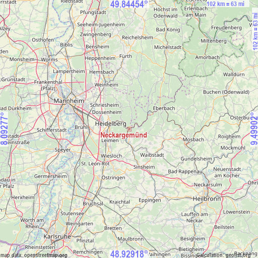 Neckargemünd on map