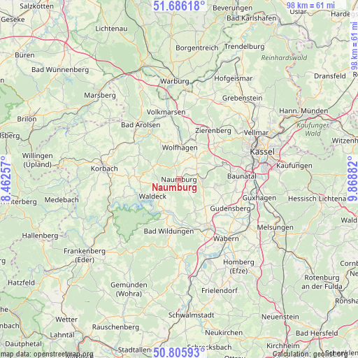 Naumburg on map