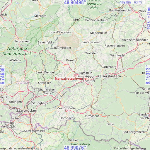 Nanzdietschweiler on map