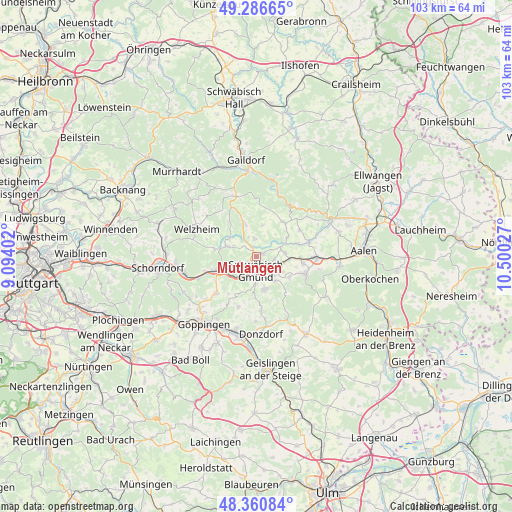 Mutlangen on map